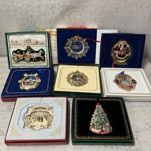 Official White House Christmas Ornaments Lot Of 8   2001 - 2008 With Box